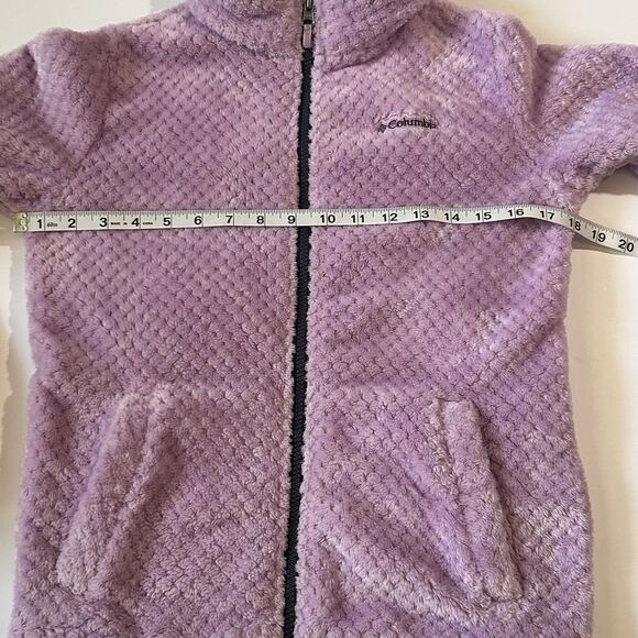 Columbia Fire Side Jacket Girls L Purple/ Lavender Full Zip Fleece Mock Neck - Picture 11 of 15